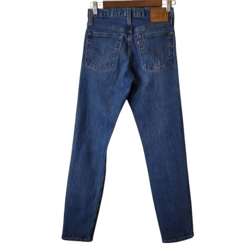Levis Premium Wedgie Button Fly Distressed Blue Jeans Size 24